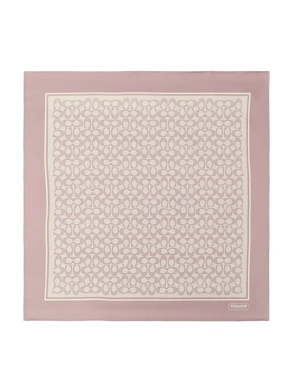 New Coach Pink & Cream Printed Signature Silk Bandana Scarf